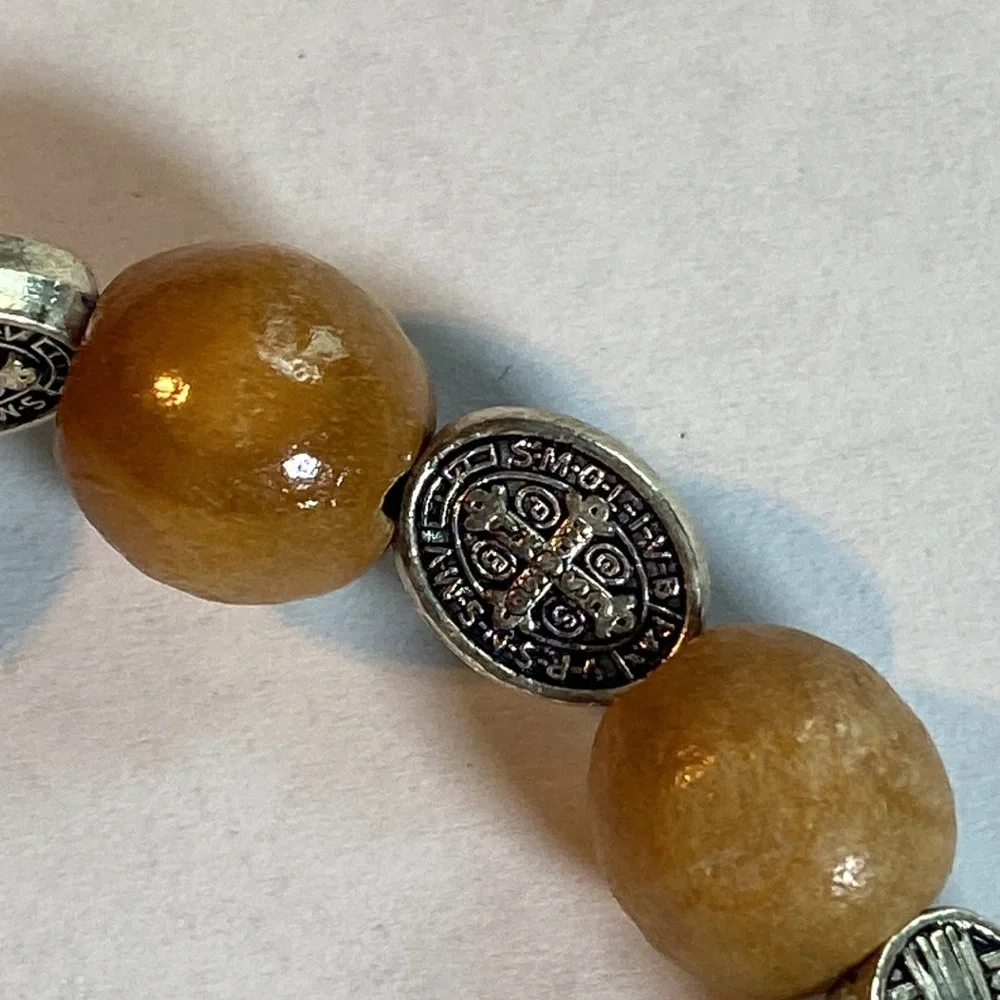 St Benedict Olive Wood Rosary Stretch Bracelet